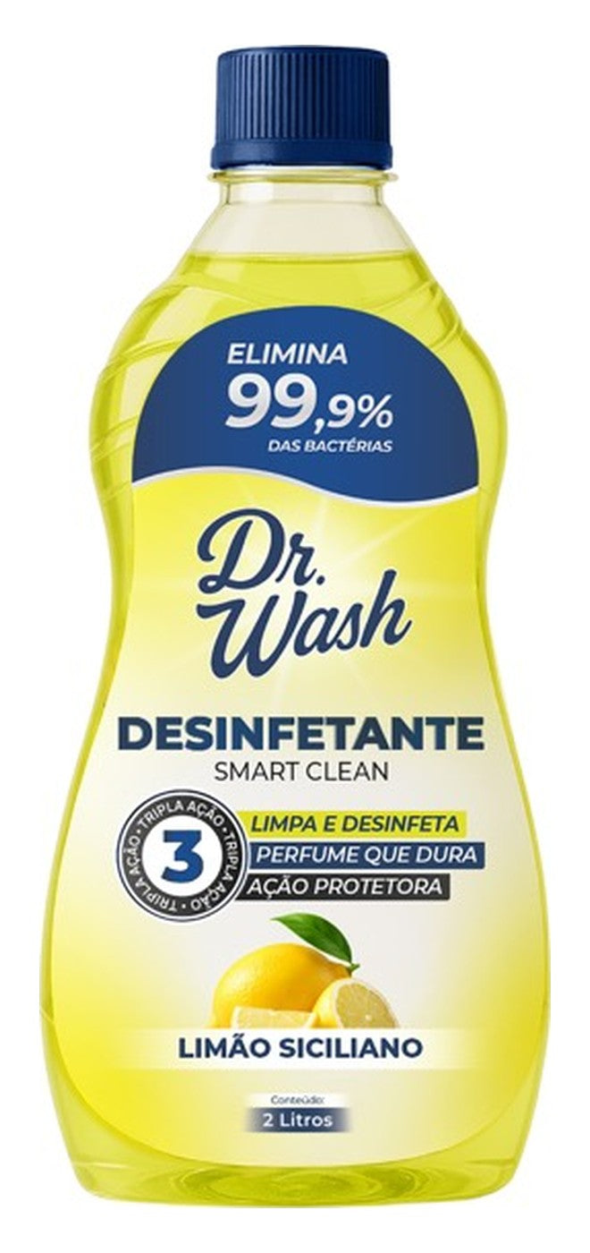 Galão de 2 litros do Desinfetante Concentrado Dr.Wash, aroma Limão Siciliano